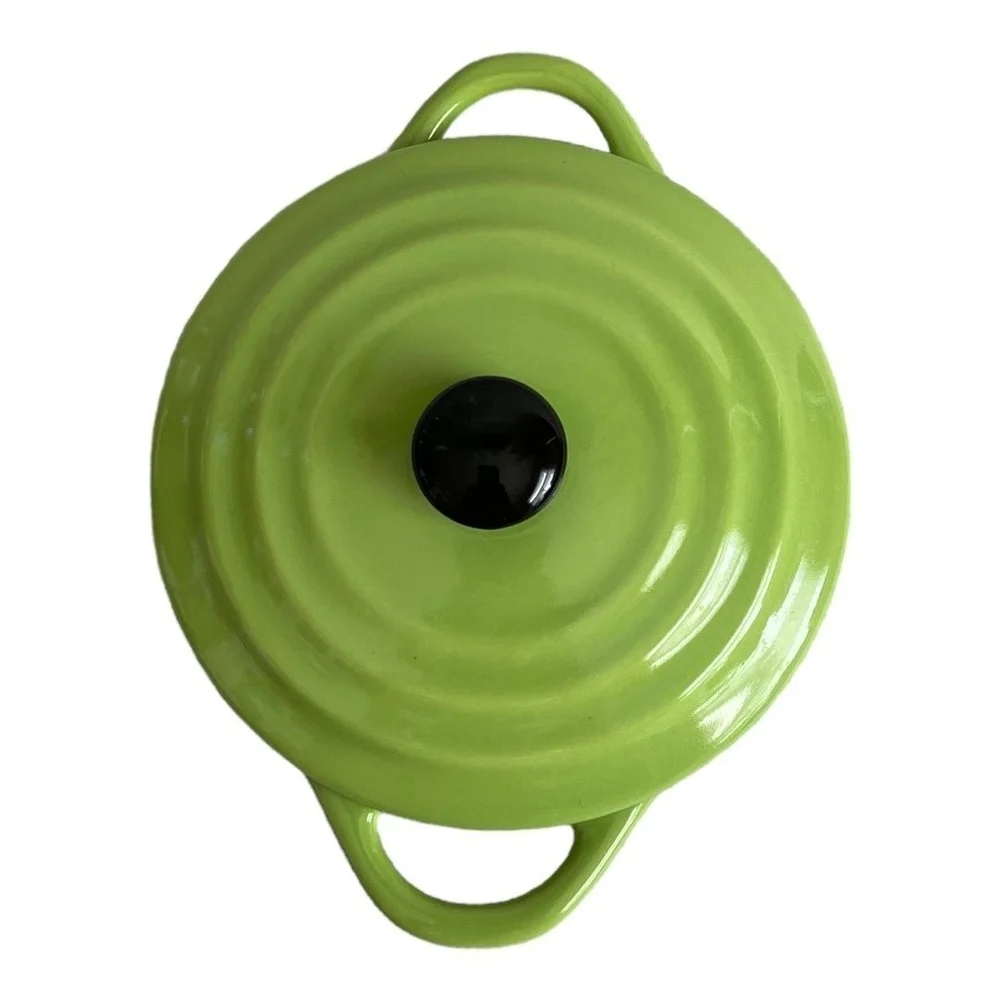 Mini Cocotte Pot Lid Green Glazed Stoneware Baker 5